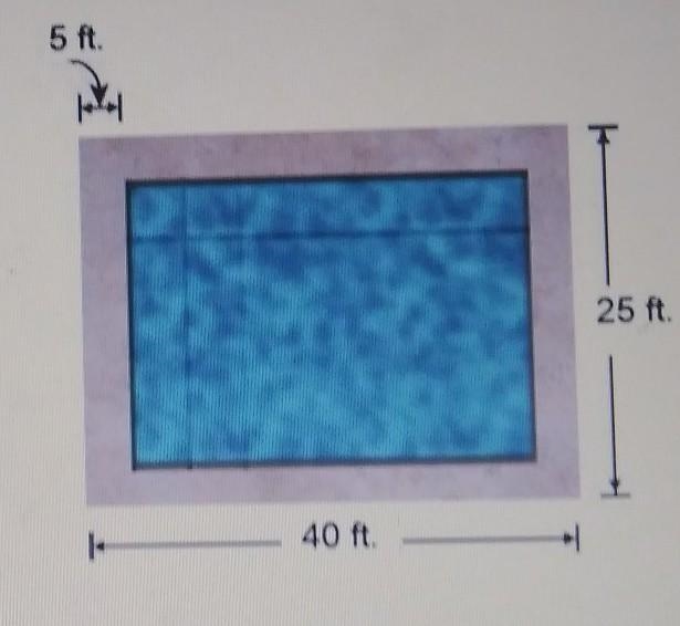 Mara built a walkway around a rectangle pool as shown. The walkway is the same width-example-1