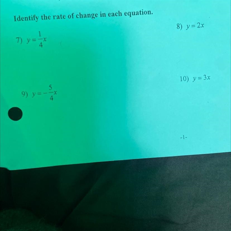 Identify the rate of change in each equation.-example-1