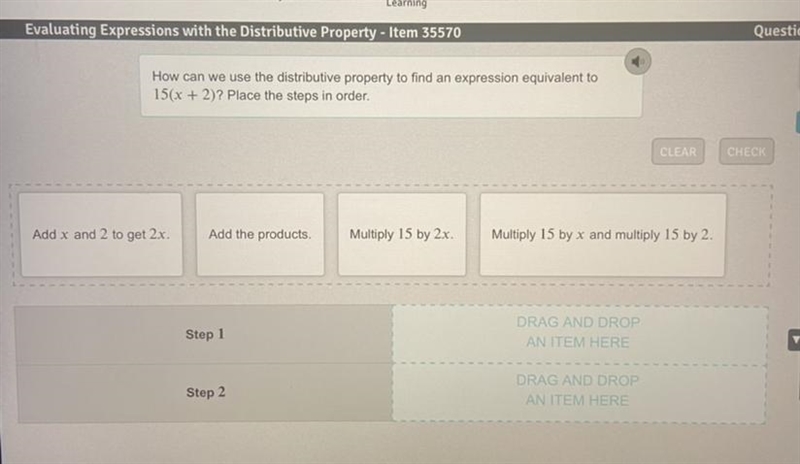 How can we use the distributive property to find an expression equivalent to 15(x-example-1