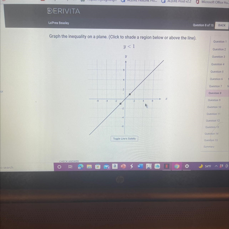 Graph the inequality on a plane. (Click to shade a region below or above the line-example-1