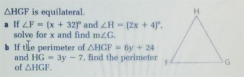 Solve for x, find angle G, and find the perimeter.-example-1