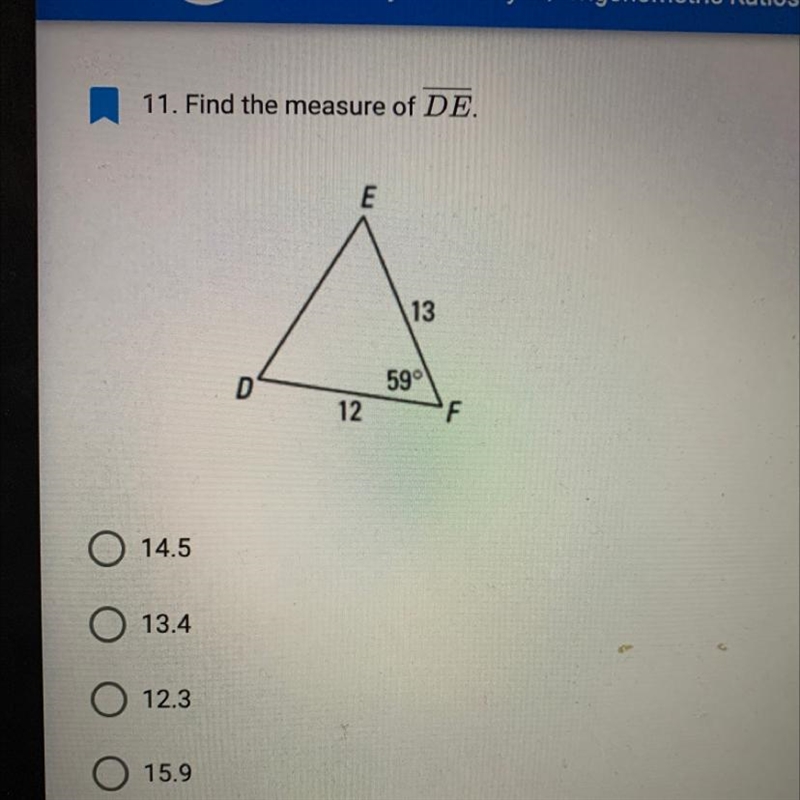 Find the measure of line segment DE-example-1