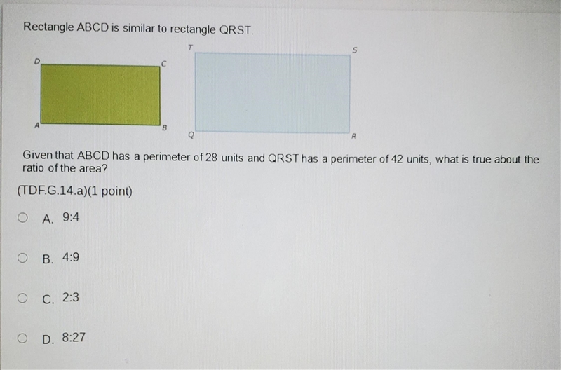 Rectangle ABCD is similar to rectangle QRST. T т 5 B Given that ABCD has a perimeter-example-1