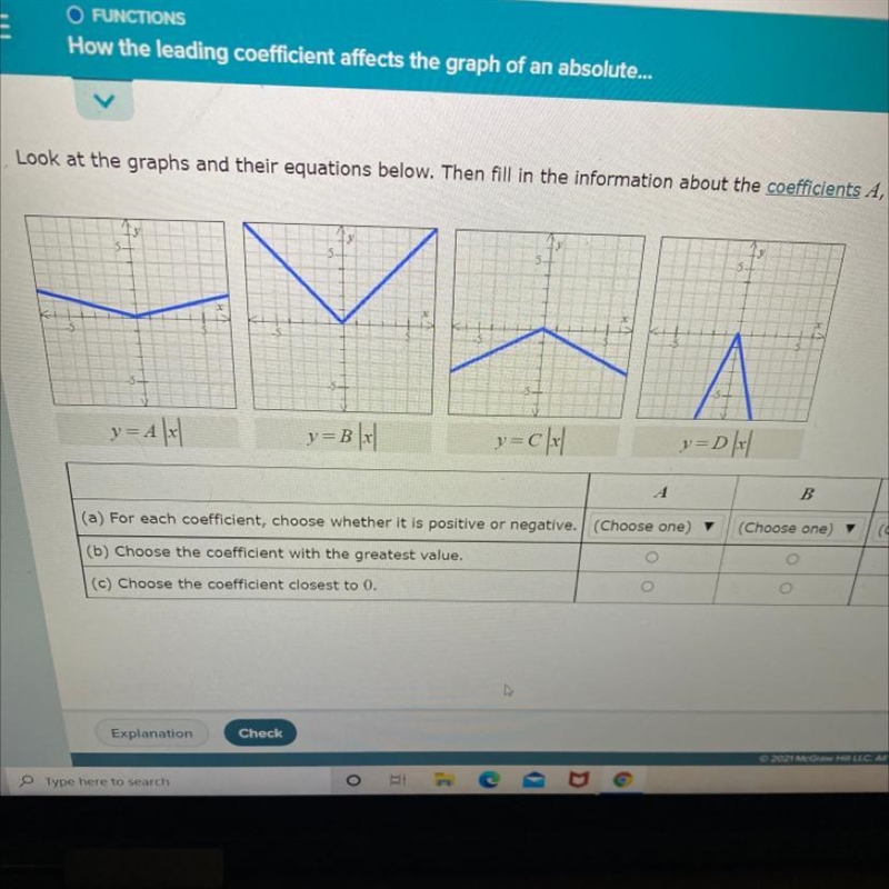 For each coefficient choose whether it is positive or negative. Choose the coefficient-example-1