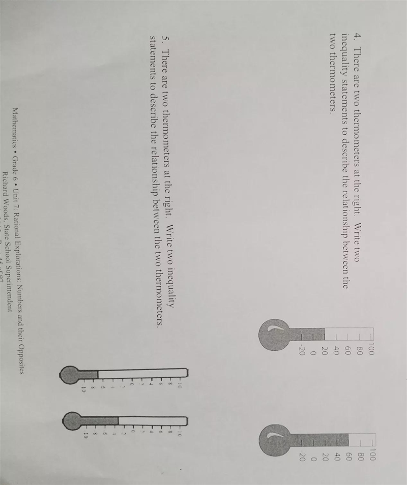 4 and 5 thermometers hello I'm a 7th grader can you please help me with my math summer-example-1