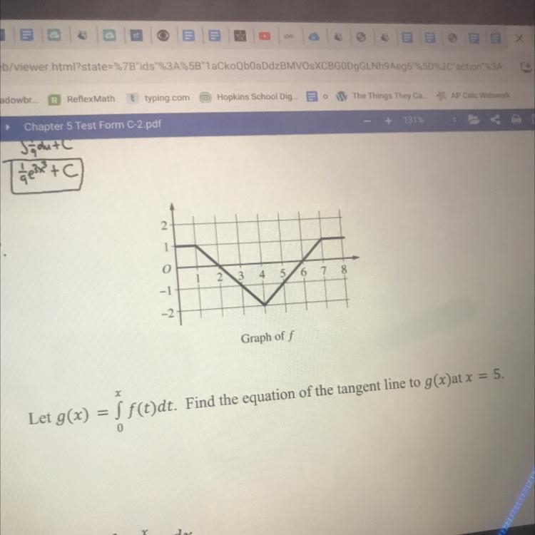 Find the equation of the tangent line to g(x) at x=5-example-1