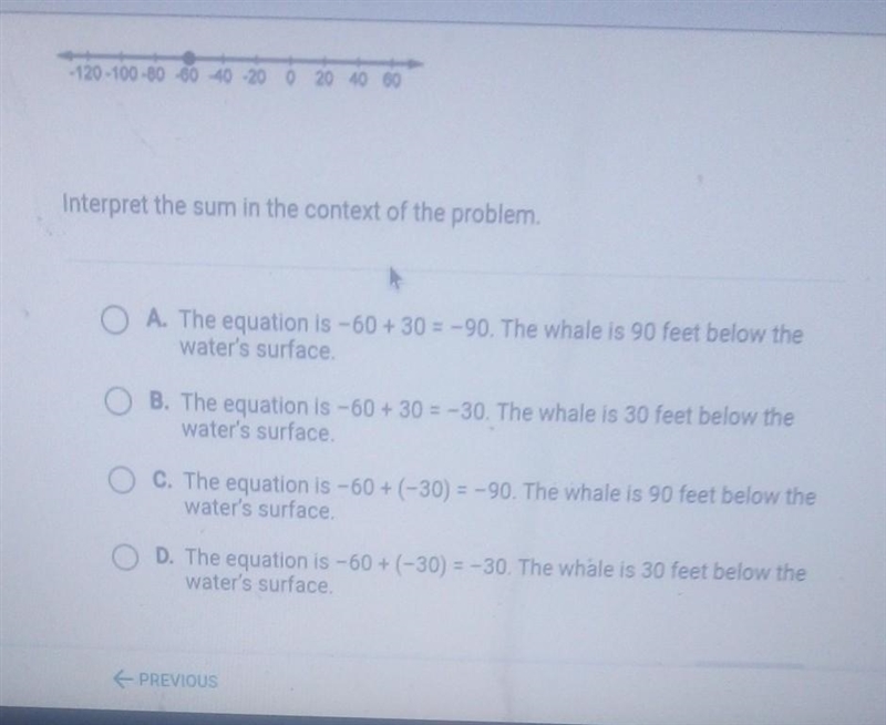 after swimming 60 ft below the surface of the water a whale swims up 30 ft. Use a-example-1