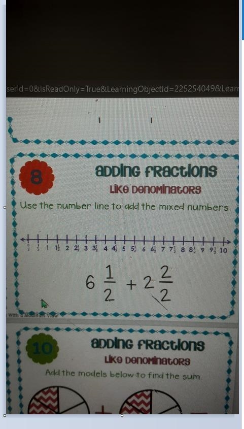 8 adding fractions Like Denominators Use the number line to add the mixed numbers-example-1