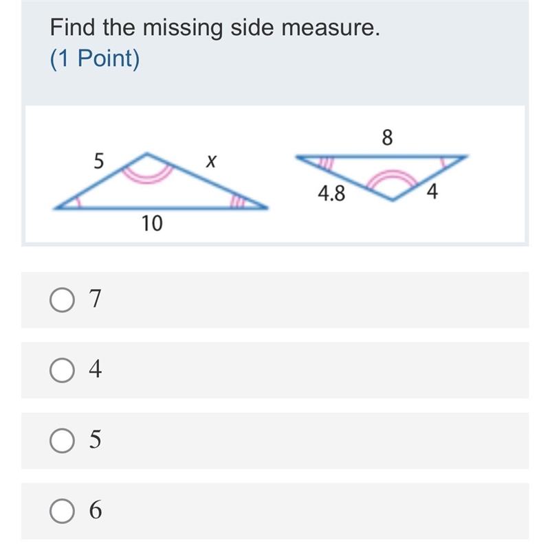 Find the missing side measure.-example-1