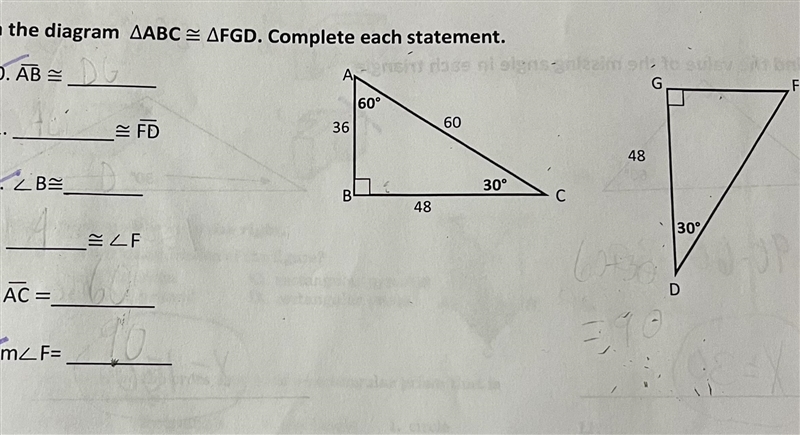 In the diagram ABC = AFGD. Complete each statement.-example-1