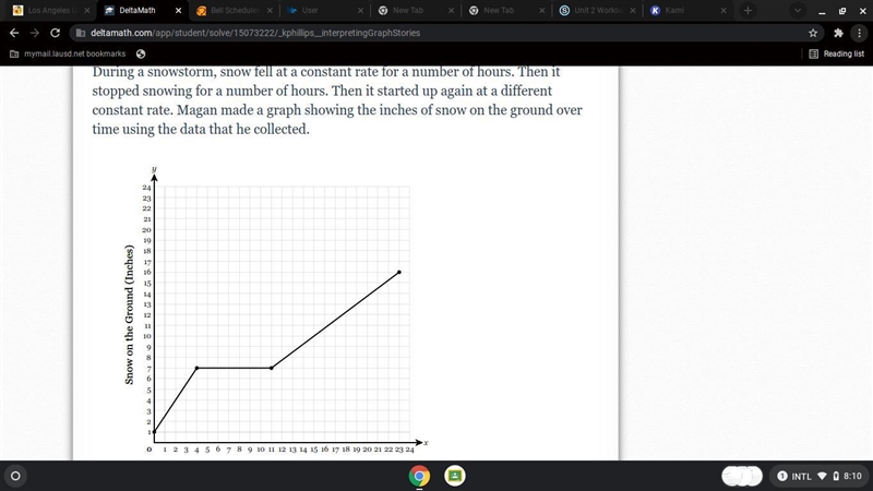 \text{How much snow was on the ground when the storm started?}How much snow was on-example-1