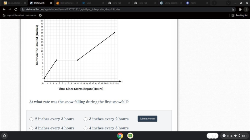 \text{How much snow was on the ground when the storm started?}How much snow was on-example-2