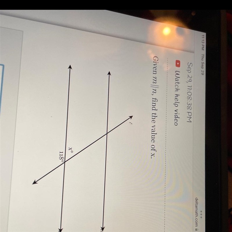 Given mn, find the value of x 118%-example-1