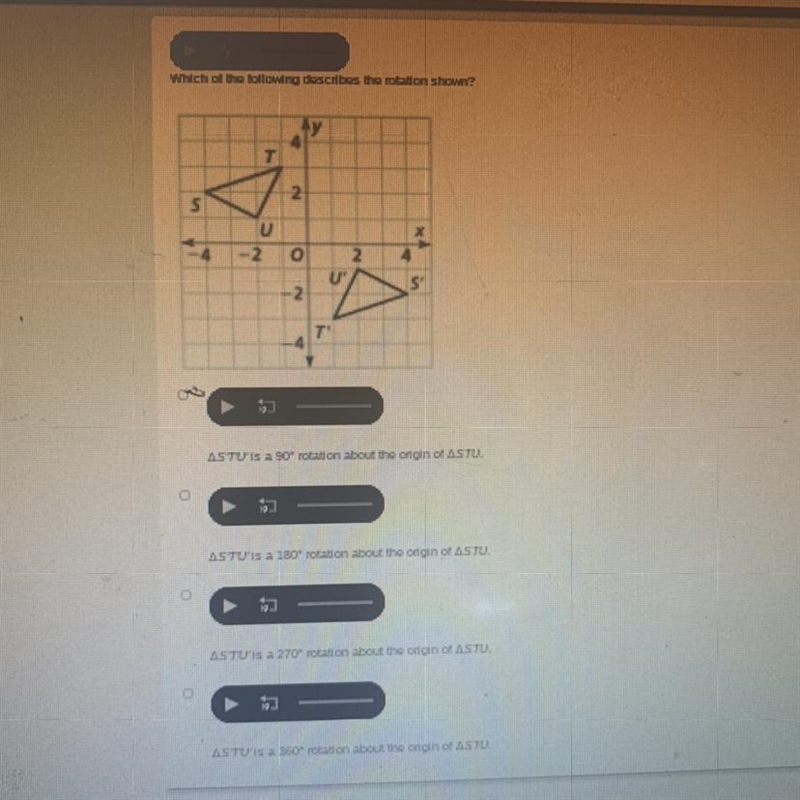 Which of the following describes the rotation shown ? 4 T 2 U -4 2 4 U S 2 T is a-example-1