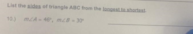 List the sides of triangle ABC from the longest to shortest.-example-1