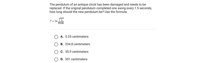 The pendulum of an antique clock has been damaged and needs to be replaced. If the-example-1