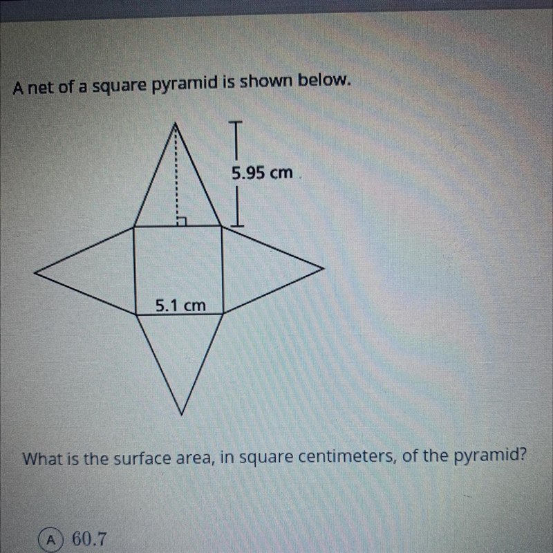 What is the surface area, in square centimeters, of the pyramid ?-example-1