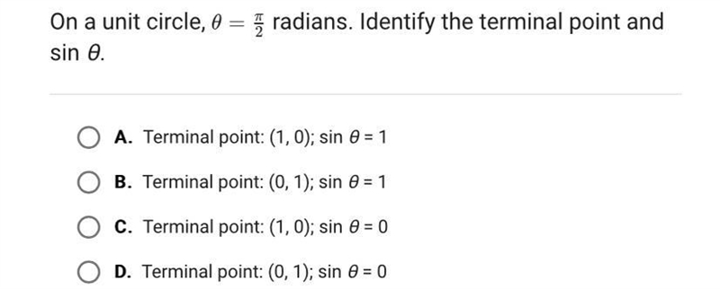 On a unit circle, ___ radians. Identify the terminal point andsin f.-example-1