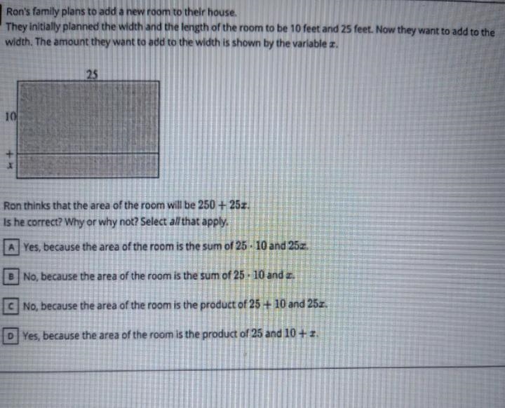 9 Ron's family plans to add a new room to their house. They initially planned the-example-1