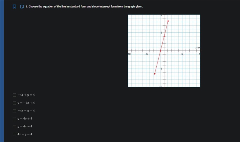 Choose the equation of the line in standard form and slope-intercept form from the-example-1