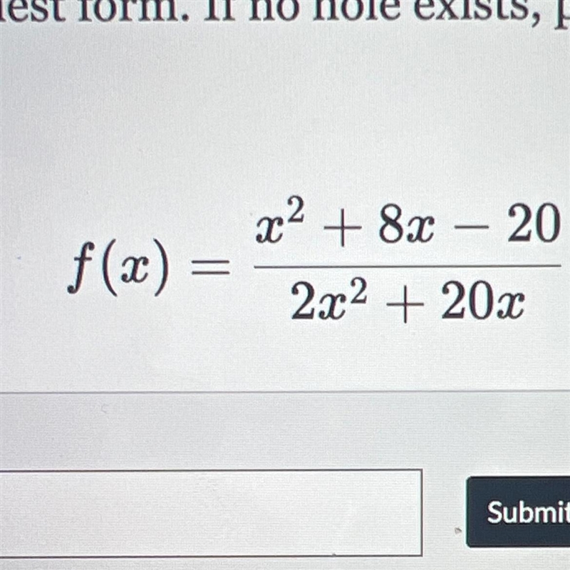 Alg 2; Find all holes of following function. Write answer as a coordinate point in-example-1