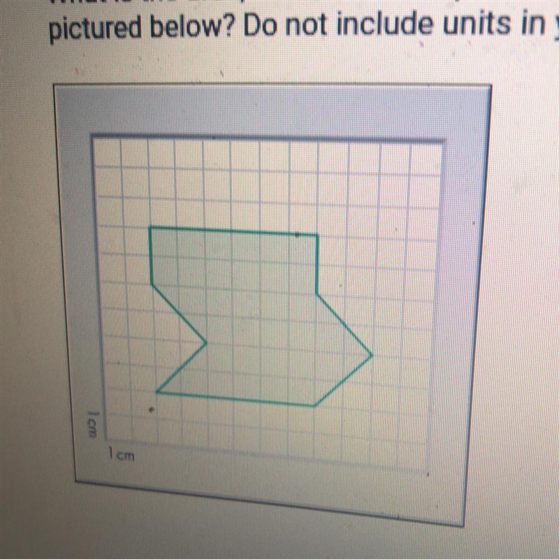 What is the area, measured in square centimeters, of the green shape pictured below-example-1