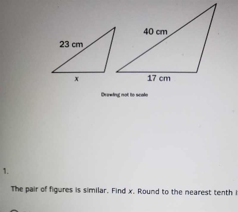 pair of figures is similar, fund x round to the nearest tenth if necessary possible-example-1