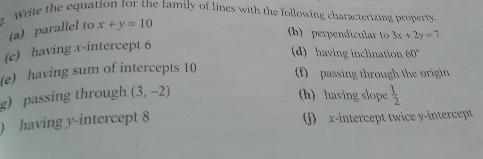 tenzing property for each family of lines. (a) 5x + y = C (g) Ax + By = 0 (i) y = x-example-1