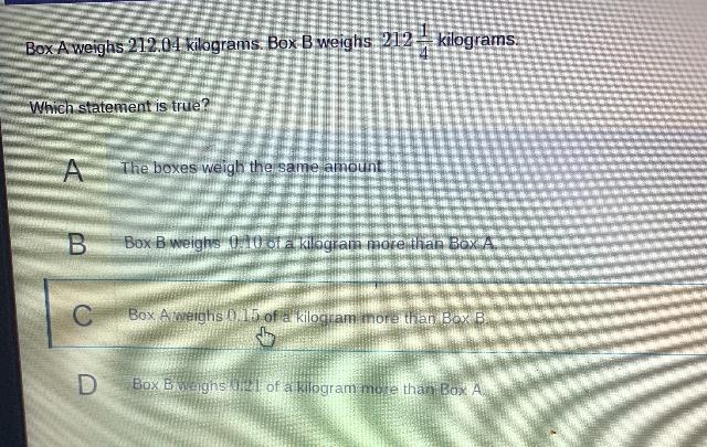 Box A weighs 212.04 kilograms. Box B weighs 212212 - kilograms-example-1