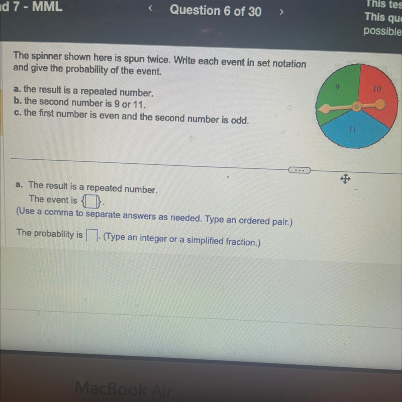 A. The result is a repeated number. The event is { } (Use a comma to separate answers-example-1