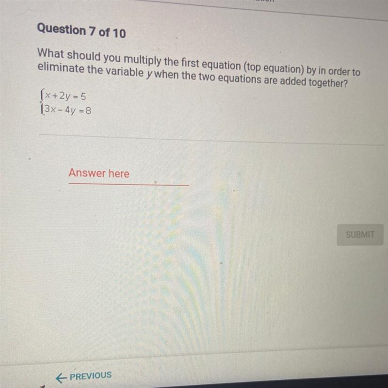 What should you multiply the first equation (top equation) by in order toeliminate-example-1