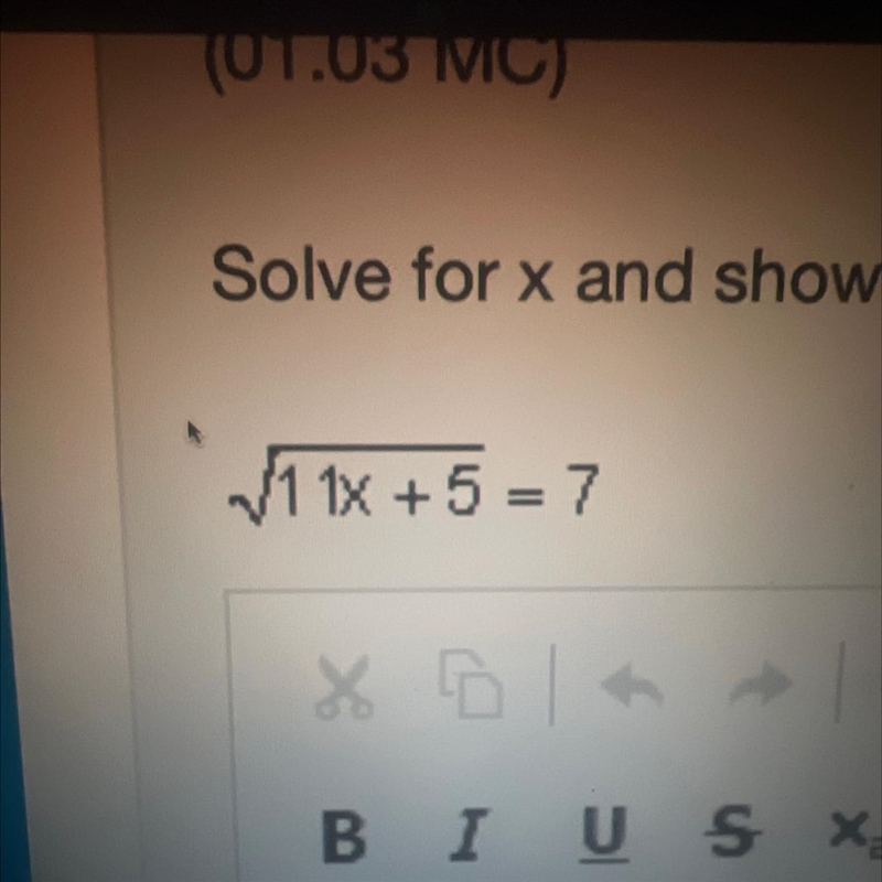 Question 5 (Essay Worth 10 points) (01.03 MC) Solve for x and show your steps. Is-example-1