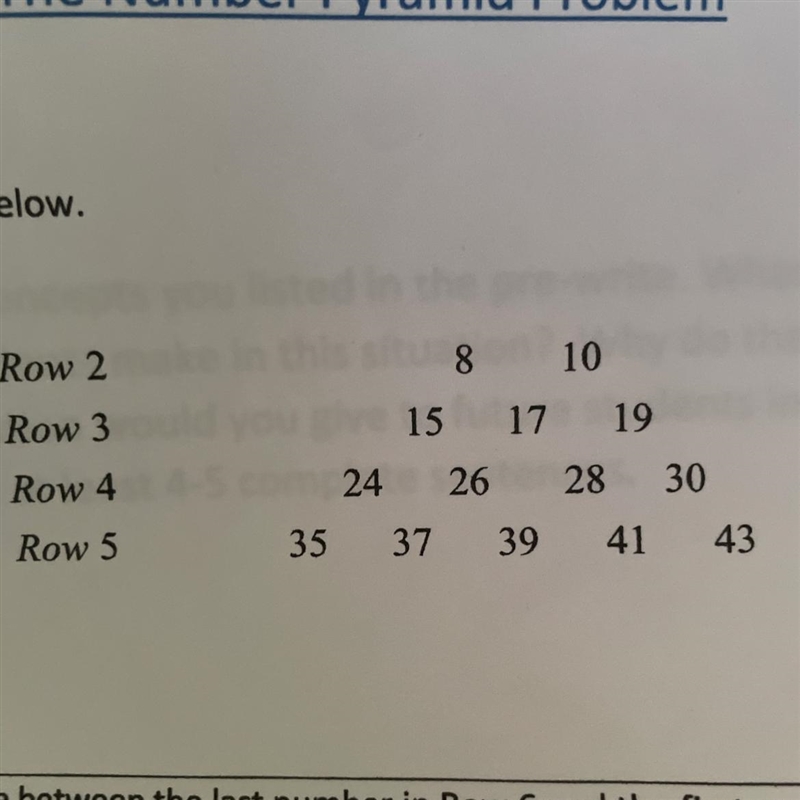 The Number Pyramid ProblemA number pattern is shown above. A.) what is the difference-example-1