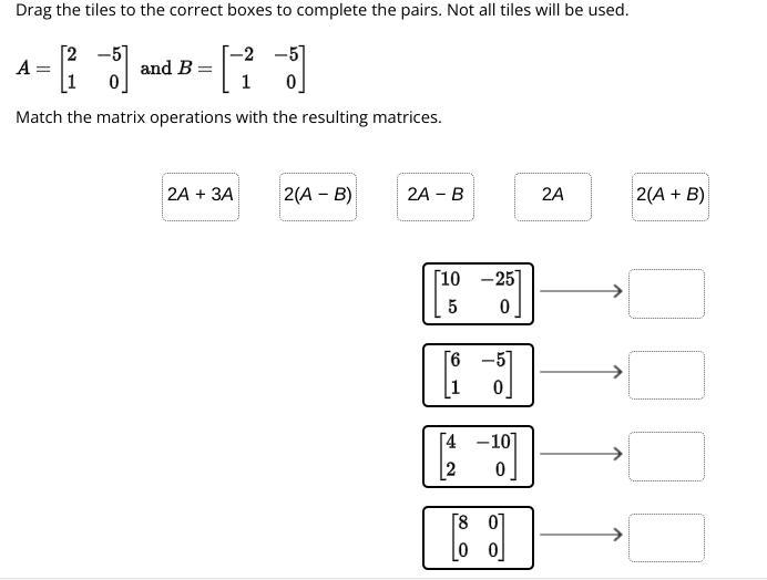 Match the matrix operations with the resulting matrices. Image Attached.-example-1