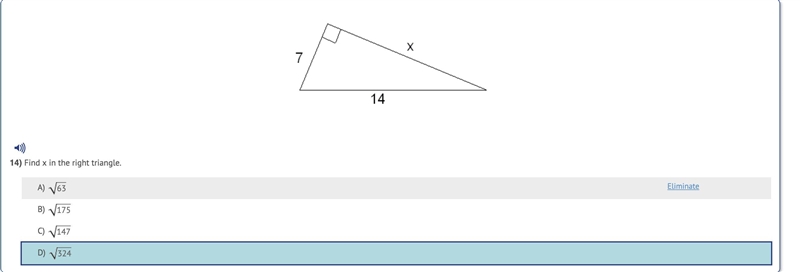 Find x in the right triangle-example-1