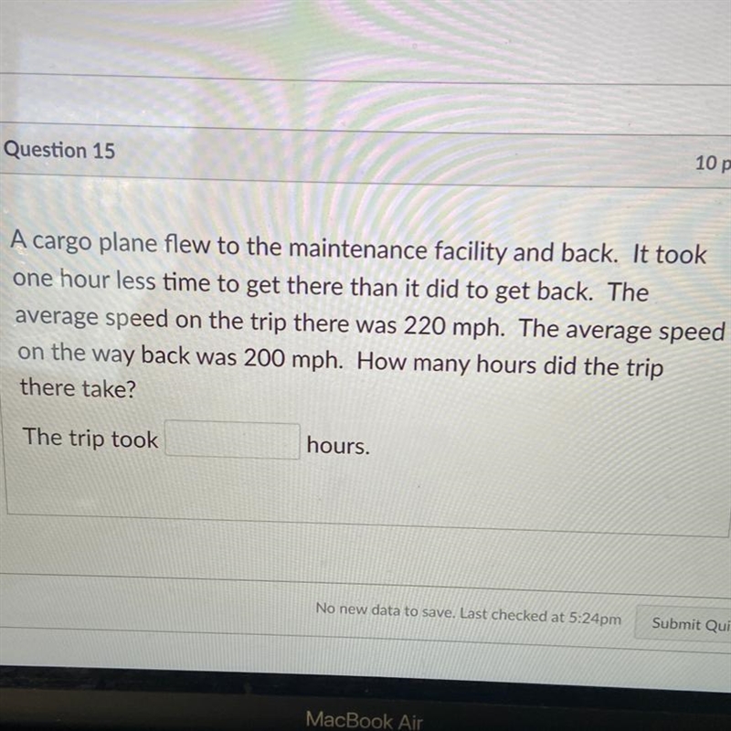 A cargo plane flew to the maintenance facility and back. It took one hour less time-example-1