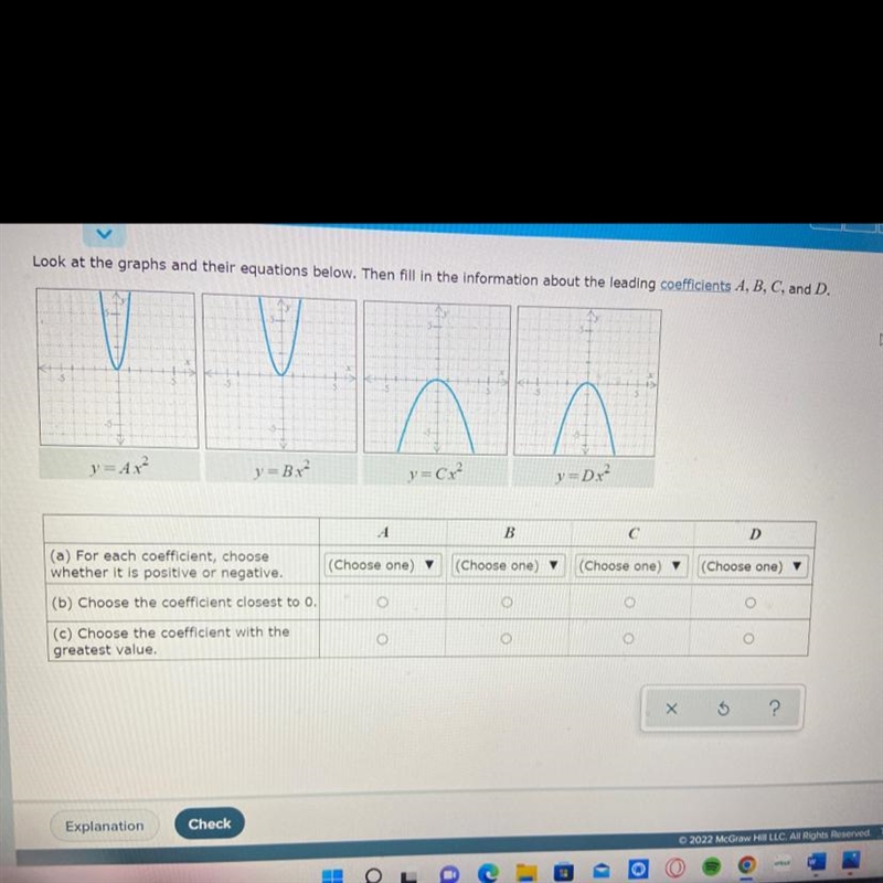 How the leading coefficients affects the shape of a parabola-example-1