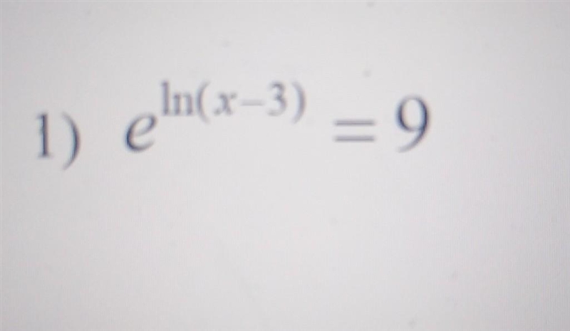 Eln(x-3) = 9what are the steps to solve? I am so confused, what is ln even??-example-1