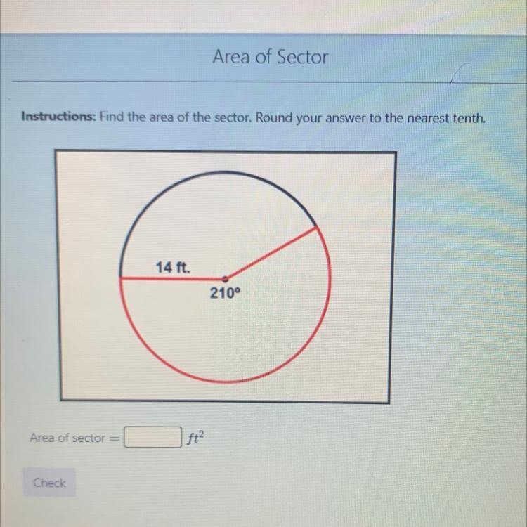 Instructions: Find the area of the sector with the red outline. Round your answer-example-1