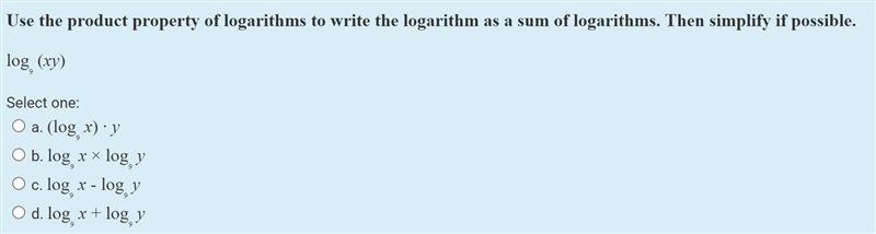 Use the product property of logarithms to write the logarithm as a sum of logarithms-example-1