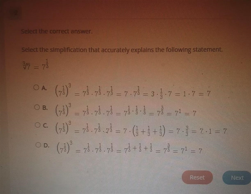 2 Select the correct answer. Select the simplification that accurately explains the-example-1