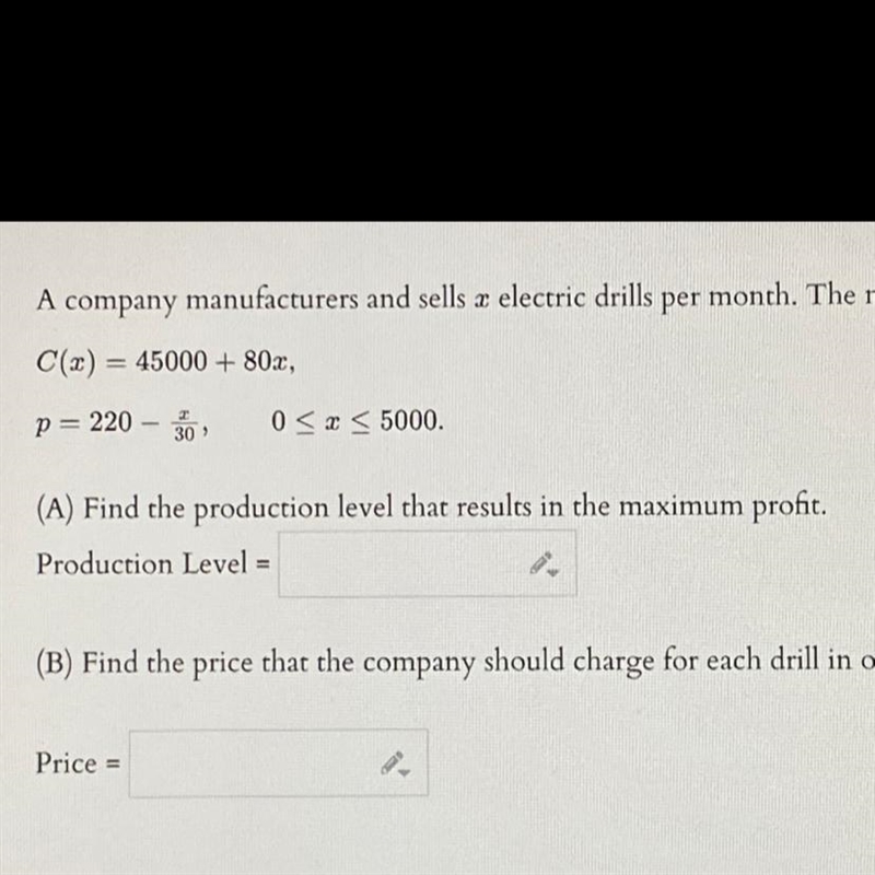 A company manufacturers and sells a electric drills per month. The monthly cost and-example-1