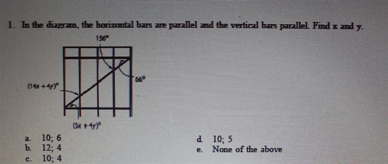 In tne diagram, the horizontal bars are parallel and the vertical bars are parallel-example-1