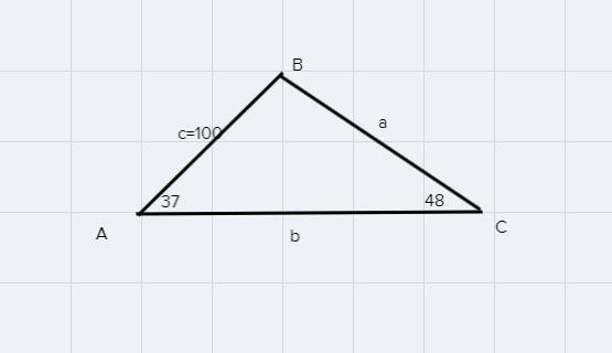 I need help figuring out how to find sides a and b using the law of sine-example-1