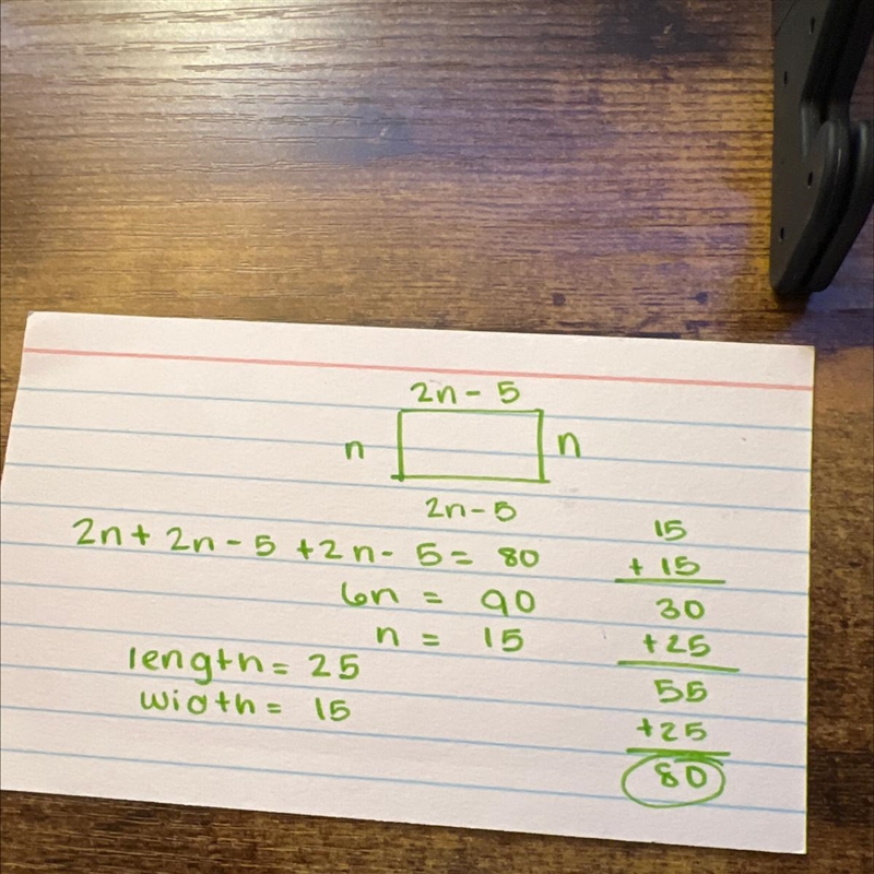 The length of a rectangular yard is 5 less than twice the width. The perimeter of-example-1