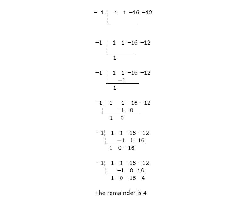 Using synthetic division , find the remainder and quotient if x^3 +x^2 -16x -12 divided-example-1