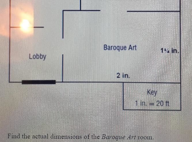 Use the diagram of a section of the art museum shown to solve. 1'4 in. Mannerism Impressionism-example-1