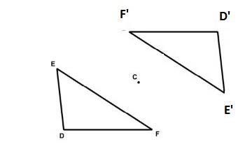 Construct angle D'E"F', the image of angle DEF after a 180 degree rotation about-example-1