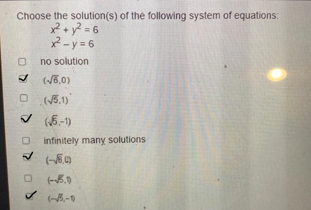 Solving a Quadratic-Quadratic SvatOfChoose the solution(s) of the following system-example-1