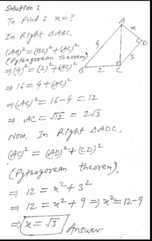 Solve for x. Leave your answer in simplest radical form. X 4 3​-example-1